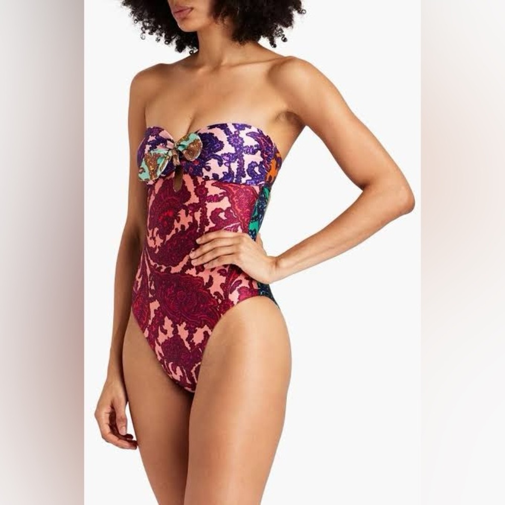 Zimmerman Cutout paisley-print bandeau swimsuit